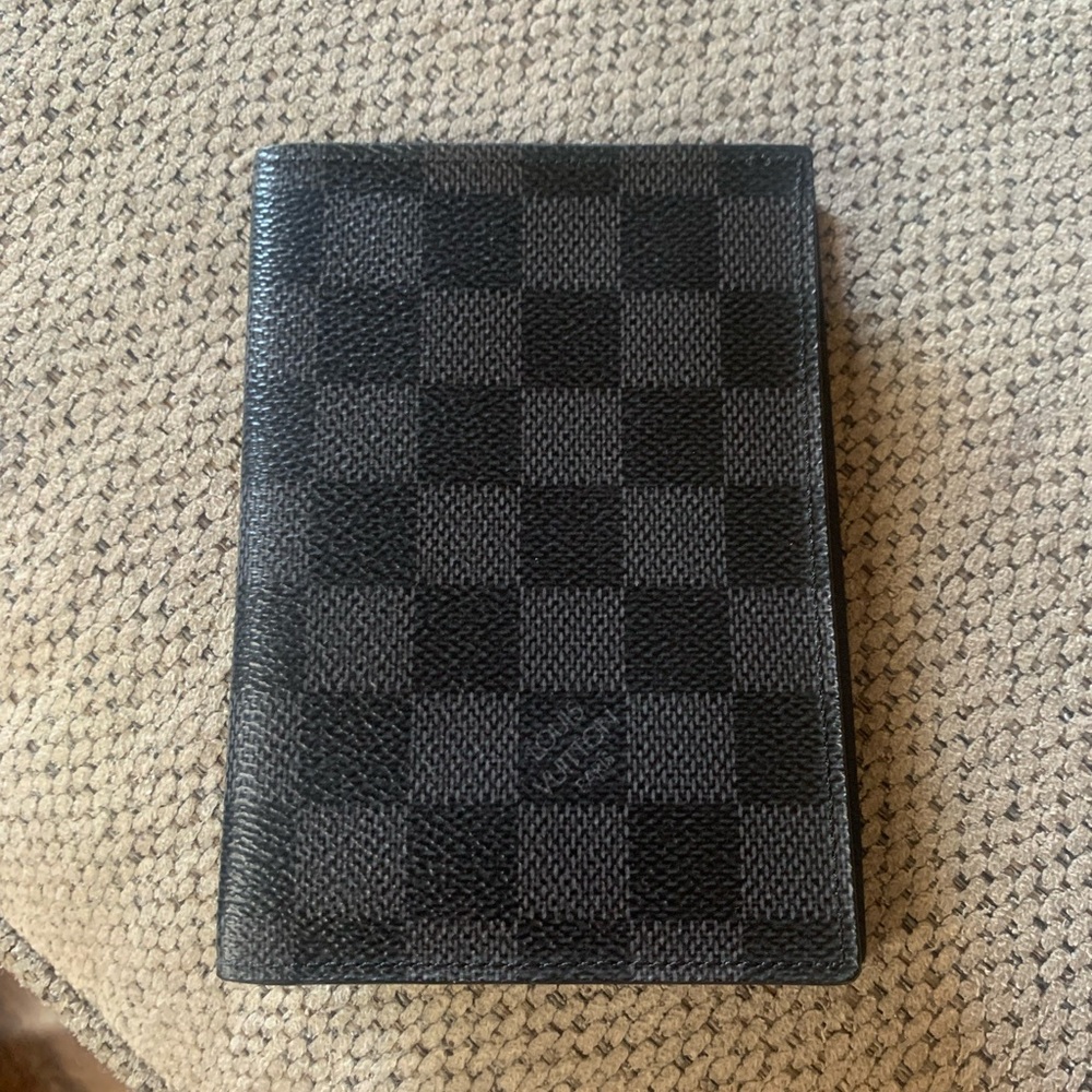 Louis Vuitton Black Key Card Holder with Checkered Design